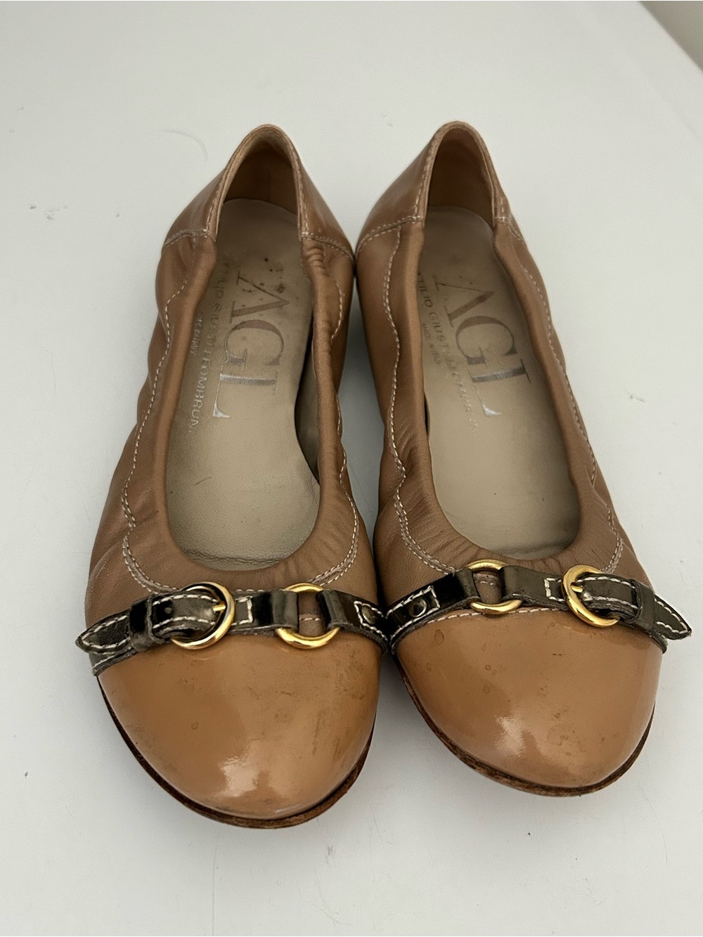 AGL Monika Ballet Flats Tan Size 5 US 35 EU